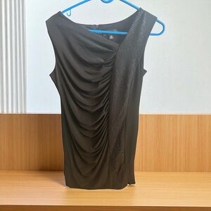 R&M Richards Black Asymmetrical Draped Dress